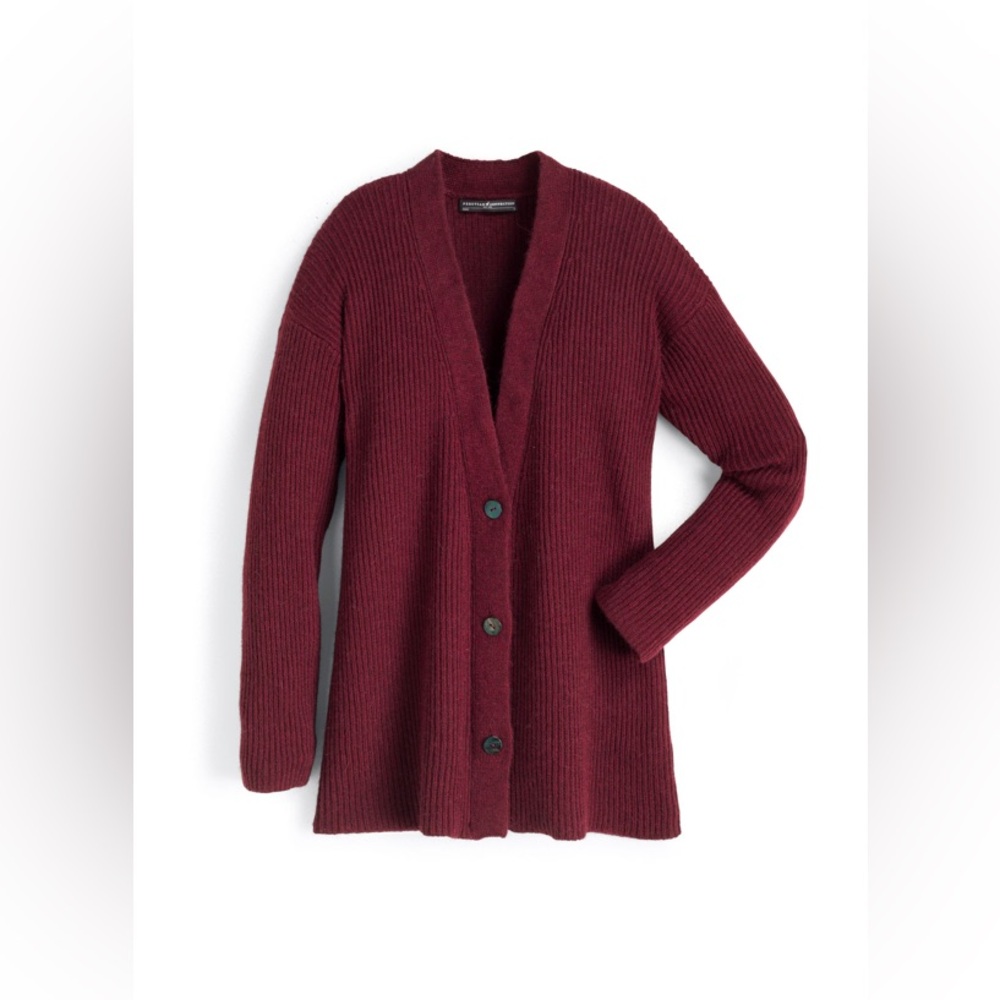 Peruvian Connection Burgundy Cardigan Sweater V-Neck Knit
